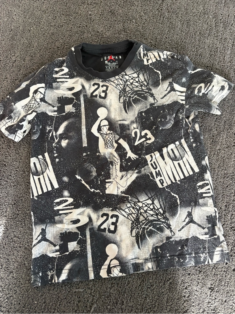 Jordan Black & White All-Over Basketball Graphic Tee